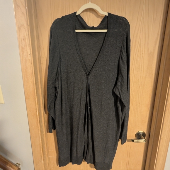 Slub Boyfriend Cardigan Button-Front Sweater - Picture 6 of 8